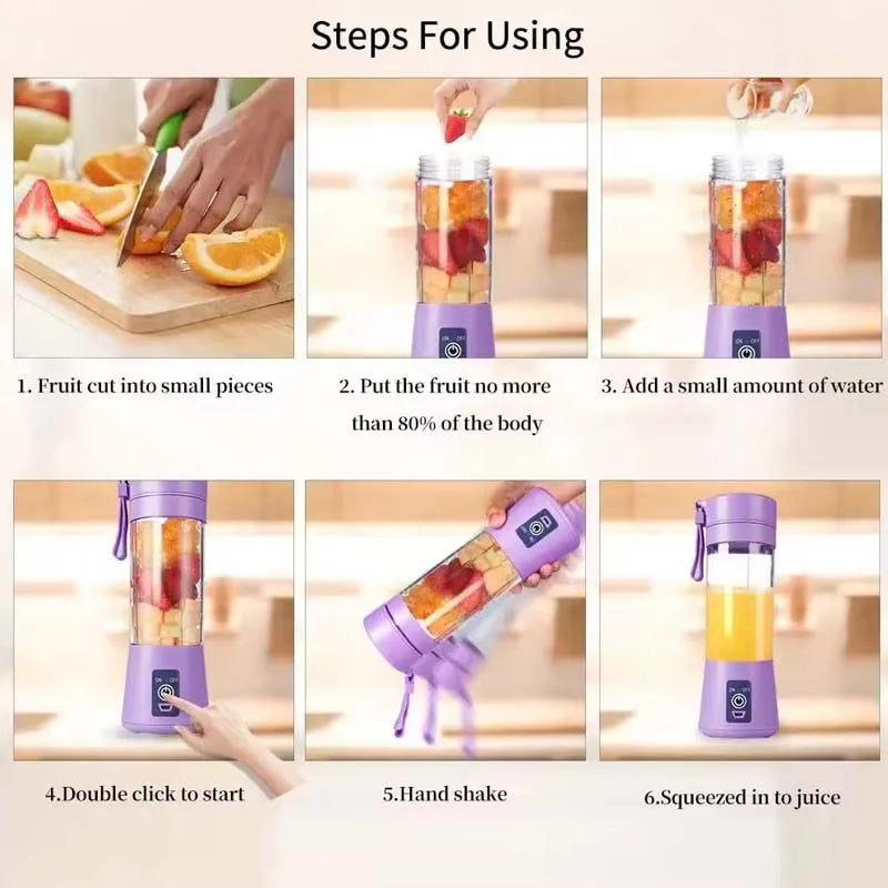 Mini Juicer Blender Portable Electric Juicers USB Rechargeable Blender Cup For Home Use Smoothie Maker Blender