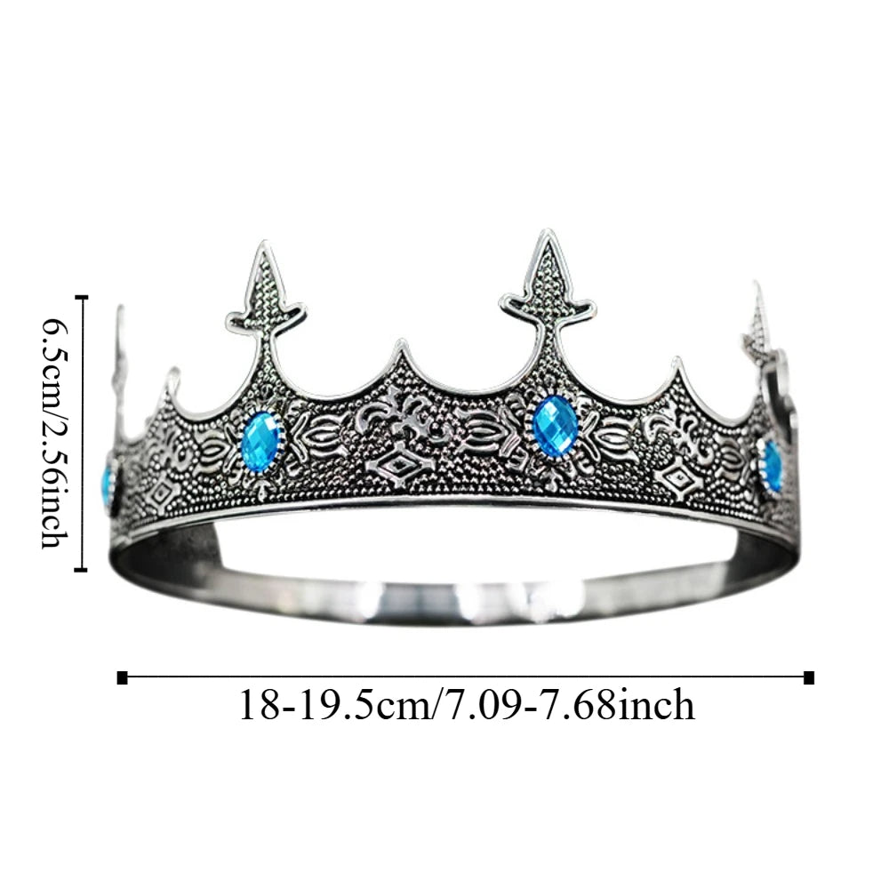 Trendy Vintage Baroque Crown Antique Bronze Elegant King Tiara Crown Adjustable Multicolor Prince Rhinestone Tiara Men