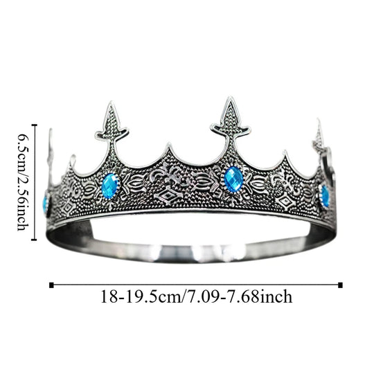 Trendy Vintage Baroque Crown Antique Bronze Elegant King Tiara Crown Adjustable Multicolor Prince Rhinestone Tiara Men