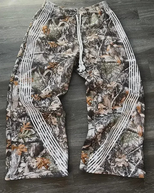 Y2k Embroidered Gray Casual Pants Camo Functional Tactical Functional