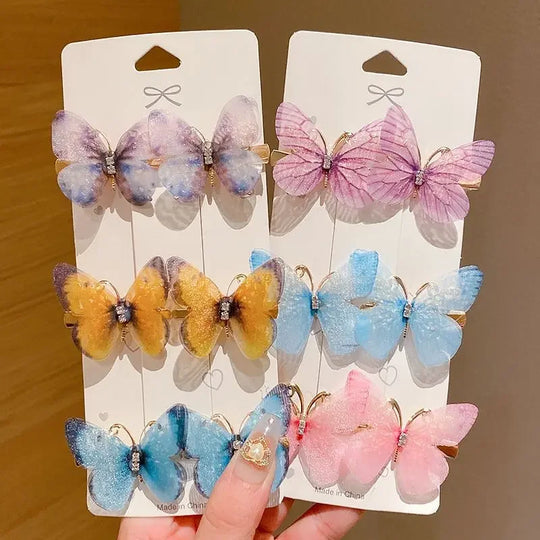 6PCS Butterfly Hair Clips with Color Gradient A GIRL'S Birthday
