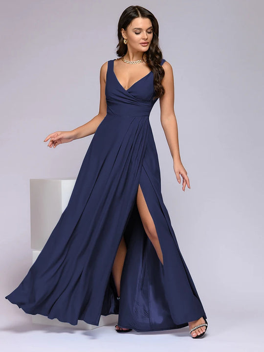 Spring Summer Dress Women 2024 Sexy Deep V Neck Sleeveless Slit Maxi