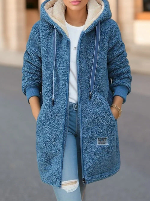 Thickened Fleece-lined Sweatshirt Women's Hooded Top Cardigan Winter