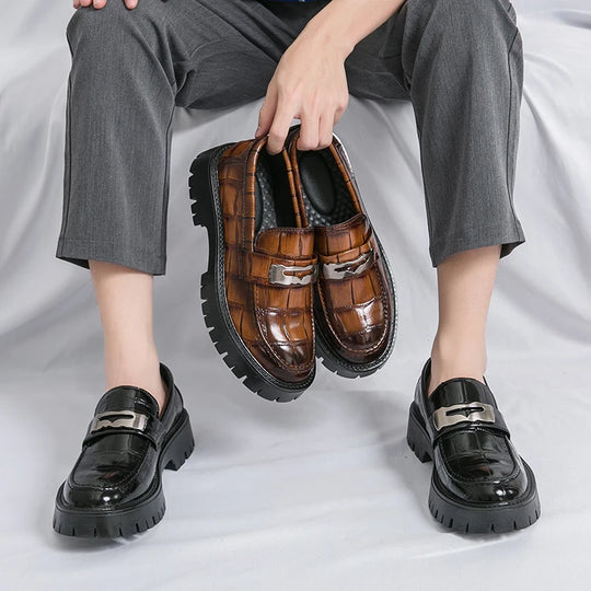 STRONGSHEN Men Oxford Shoes Leather Platform Casual Shoes Comfortable Formal Loafer Business Office Formal Dress Shoes 38-46