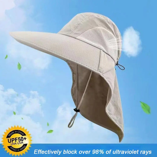 Wide Brim Sun Hat with Neck Flap for men women Adjustable Outdoor