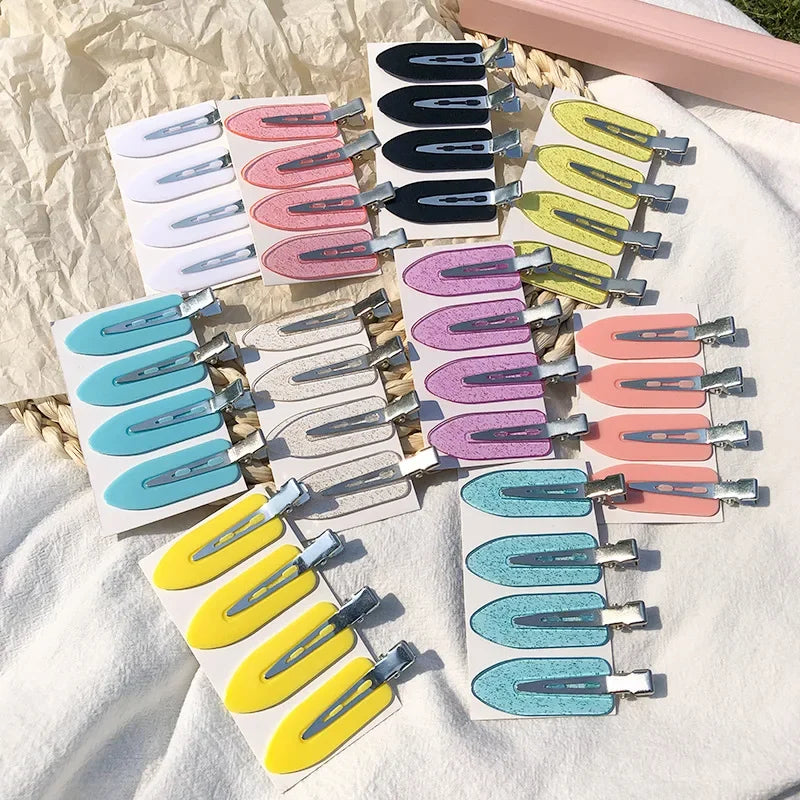 4pcs/set No Bend Seamless Hair Clips Side Bangs Barrette Makeup
