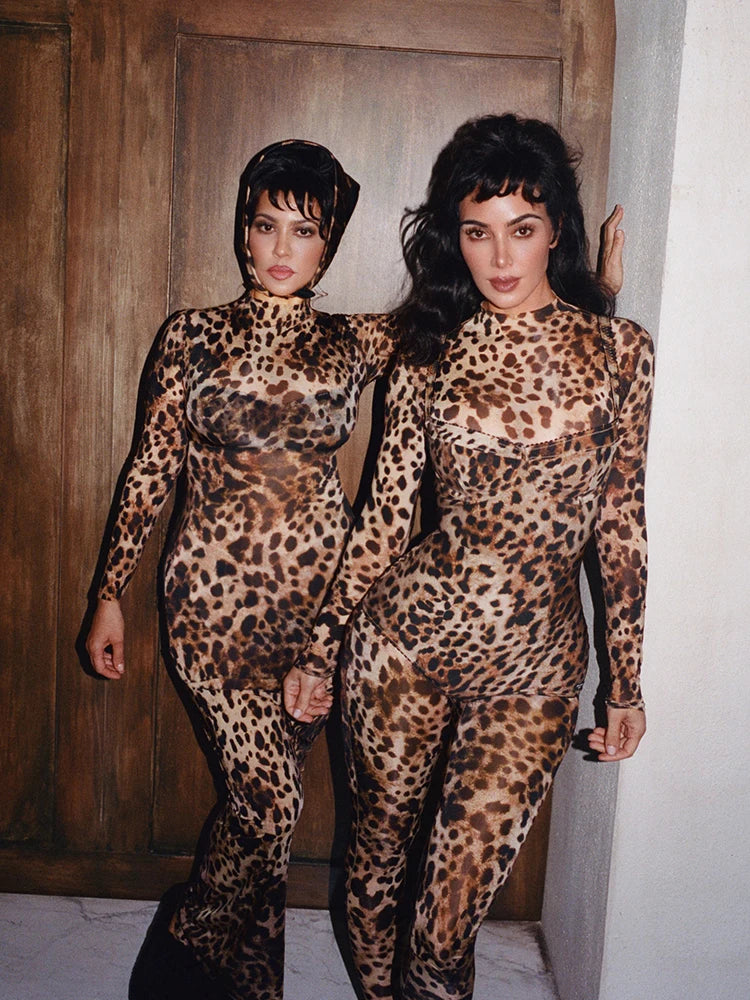 Weird Puss Zip Fit Jumpsuit Women Spring Y2K Leopard Print Full Sleeve Hipster Midnight Stretch Streetwear Workout Overalls