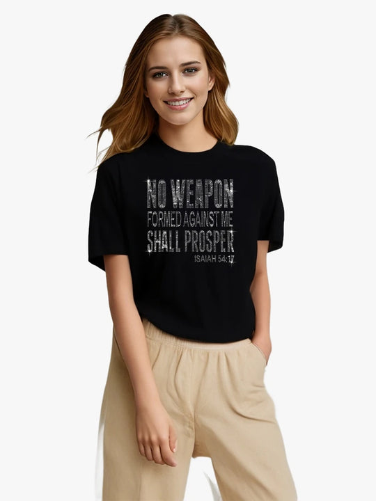 Rhinestone Letter T-Shirt Women O-neck Short Sleeve Women's Tshirts