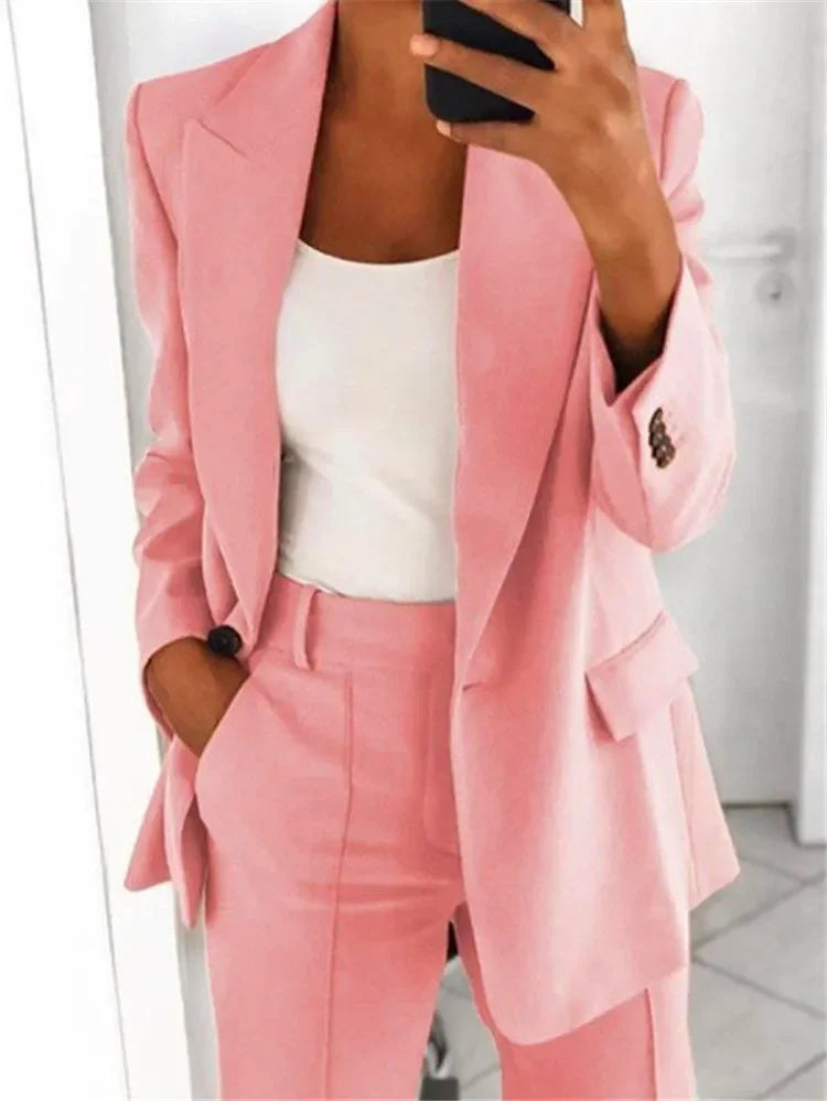 2024 S-5XL Women's Blazer Casual Long-sleeved Top Solid Color Suit
