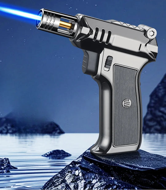 Outdoor Windproof Butane Gas Turbo Metal Lighter Multipurpose High Temperature Welding Gun Inflatable Lighter Men's Somking Tool