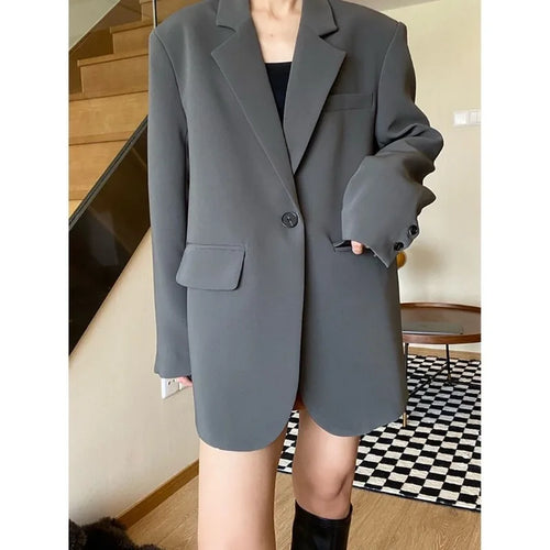 Oversize Luxury Black Blazer Women Spring Autumn Coat High-end Loose