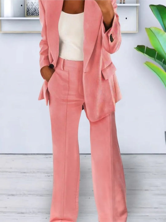 Autumn Winter Solid Color Blazer Women Long Sleeve Suit Simple Casual