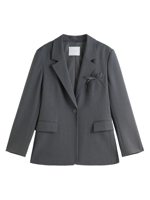 DUSHU Plus Size Dark Gray Blazer Skirt Suit Office Outfit 2024 Autumn