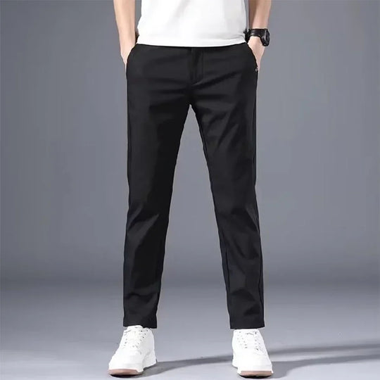 Mens Slim FIT Stretch Chino Trousers Casual Flat Front Flex Classic