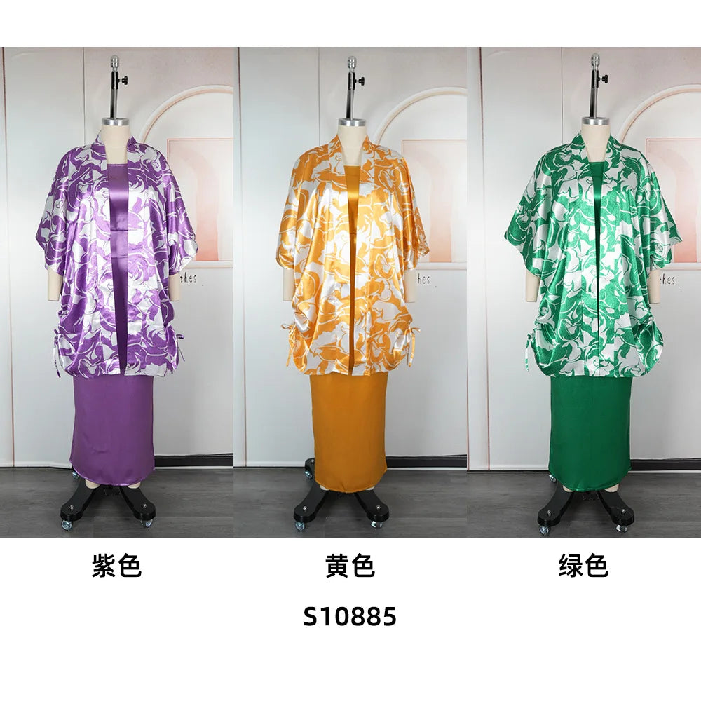 African Clothes for Women 2 PCS Sets Dress and Coat Suits Dashiki Ankara Turkey Wedding Party Dresses Kaftan Bubu Gown Plus Size