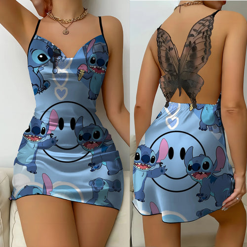 Bow Knot Womens Dresses Lace Dress Disney Satin Surface Pajama Skirt