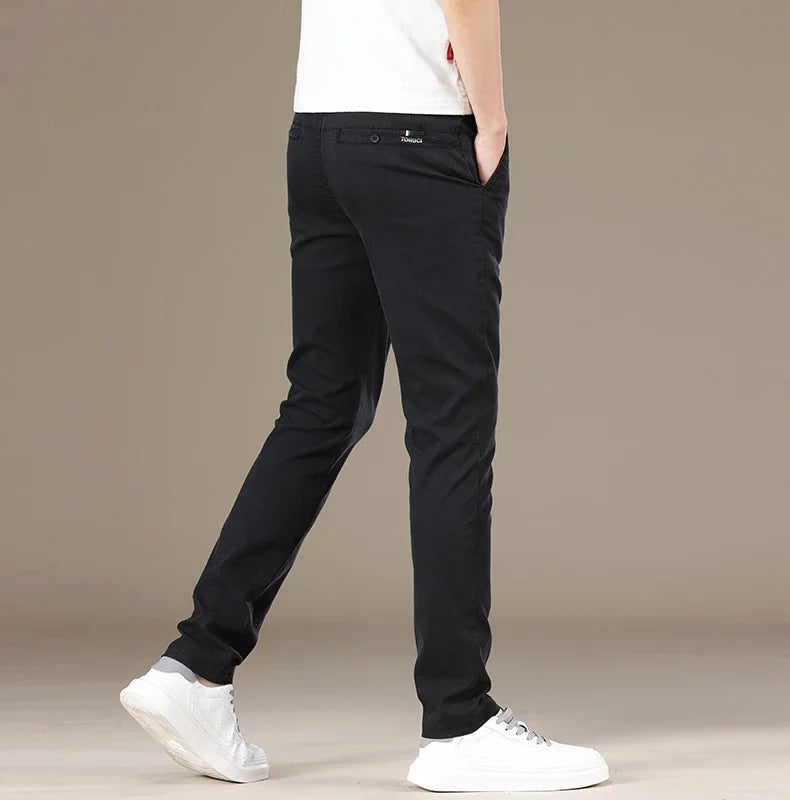 New 2025 Summer Lyocell Fabric Mens Casual Pants Hight Quality Fashion Slim Business Trousers Brand Elastic Soft Cargo Pants