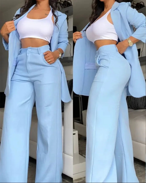 Woman Elegant Blazer Sets New Autumn Fashion Women's Notched Collar