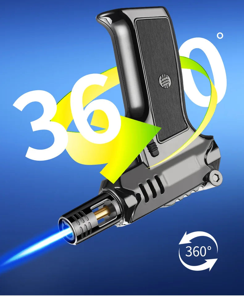 Outdoor Windproof Butane Gas Turbo Metal Lighter Multipurpose High Temperature Welding Gun Inflatable Lighter Men's Somking Tool