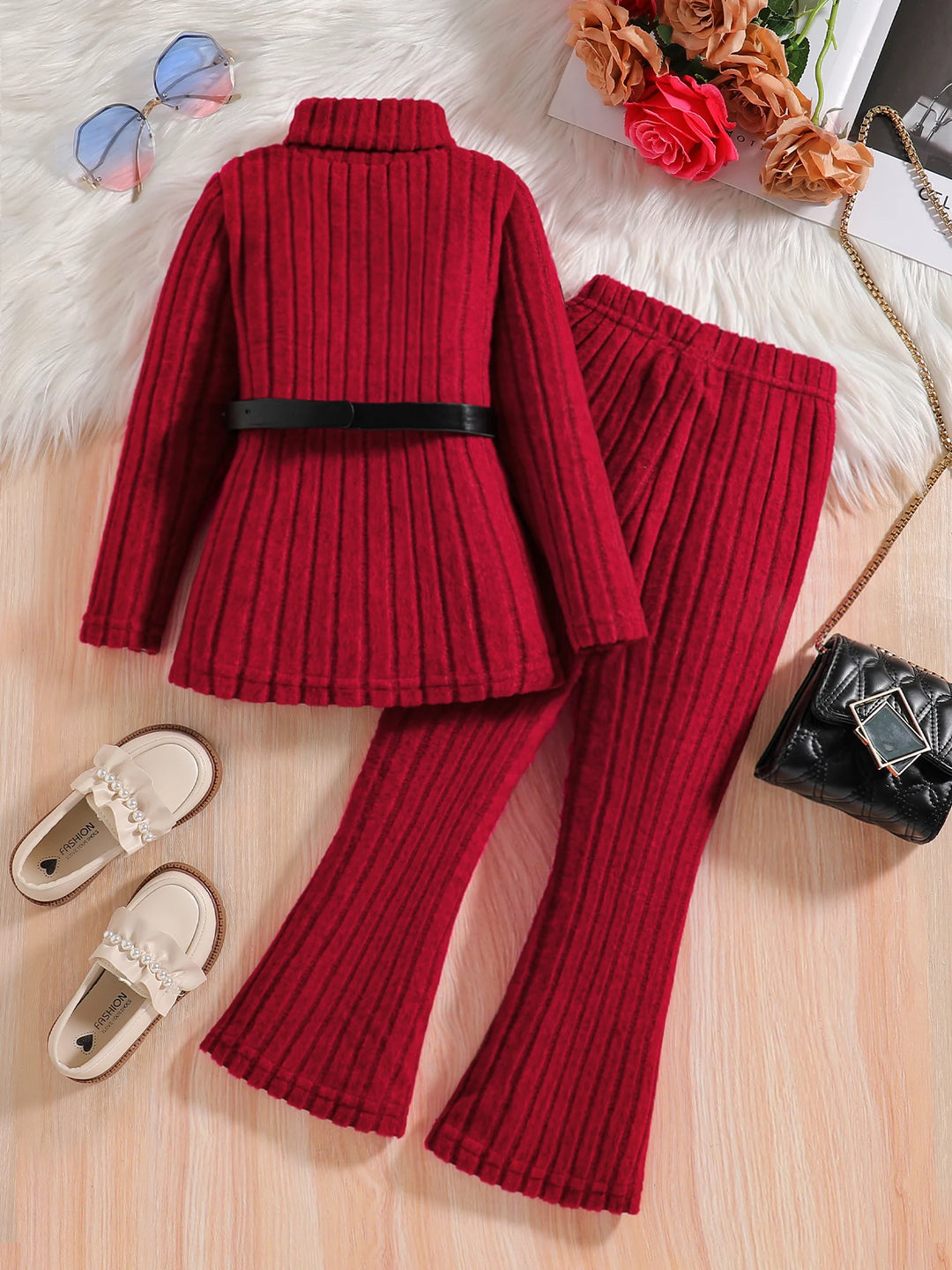 Spring and autumn girls fashion outdoor casual dress 2-piece knitted
