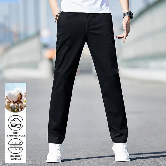 Top Grade 98% Cotton New Brand Casual Fashion Streetwear Slim Fit Long Pants Straight Pencil Trousers Men's Clothing