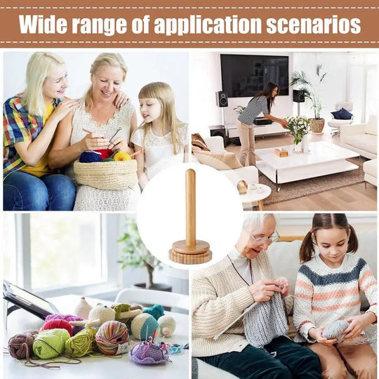 Wood Yarn Ball Holder Paper Towel Rack Vertical Rotating Weaving Tool