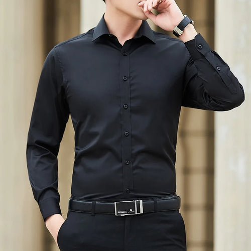 New Plus Size 6XL 7XL 8XL Men Solid Color Business Shirt Fashion