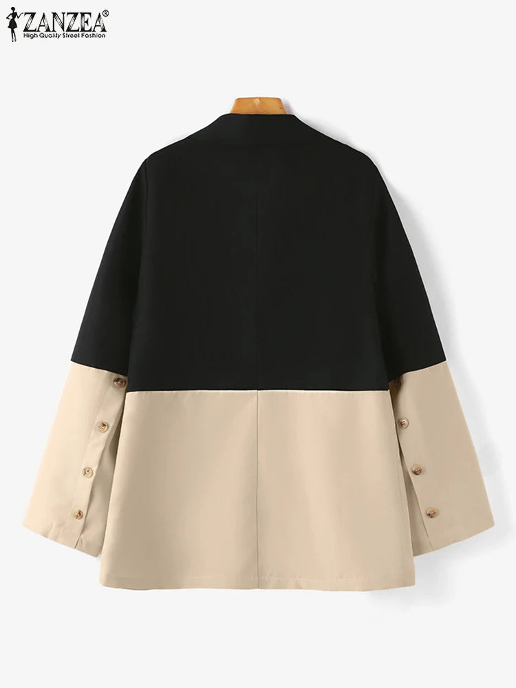 Fashion Women Blazer ZANZEA Autumn Elegant OL Work Suits Stylish Long
