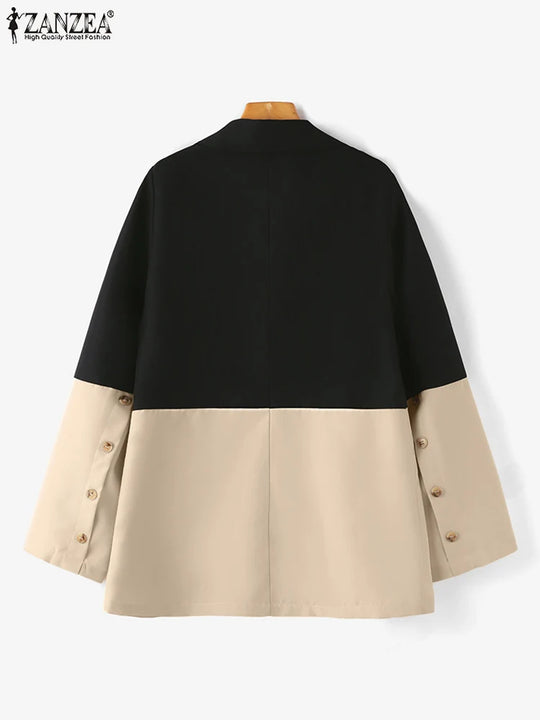 Fashion Women Blazer ZANZEA Autumn Elegant OL Work Suits Stylish Long