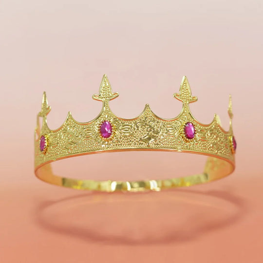Trendy Vintage Baroque Crown Antique Bronze Elegant King Tiara Crown Adjustable Multicolor Prince Rhinestone Tiara Men