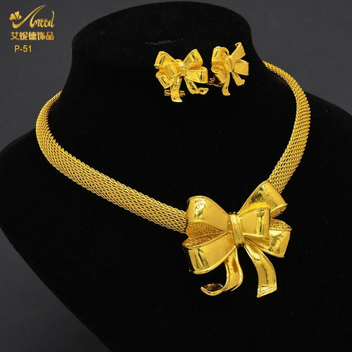 ANIID Dubai 24K Gold Plated Jewelry Set For Women African Indian