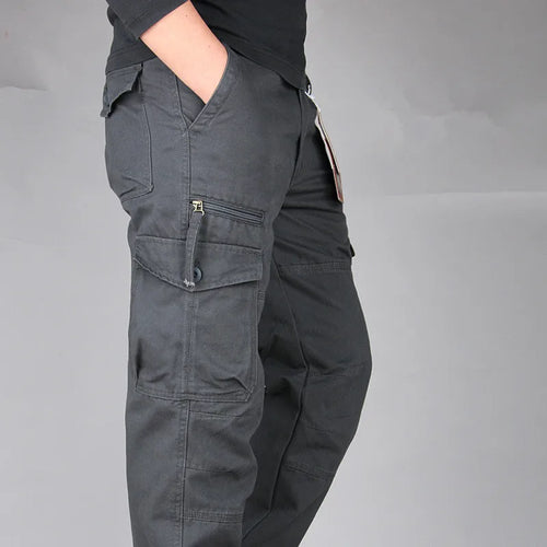 2023 Tactical Pants Men Black Cotton ix9 Zipper Streetwear Autumn