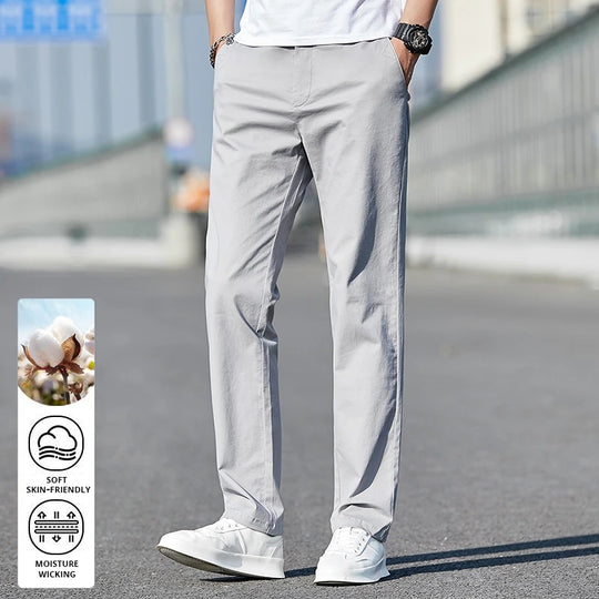 Top Grade 98% Cotton New Brand Casual Fashion Streetwear Slim Fit Long Pants Straight Pencil Trousers Men's Clothing