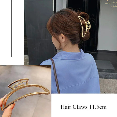 Fashion Metal Hair Claw For Women Gold Silver Color Cross Crab Hair