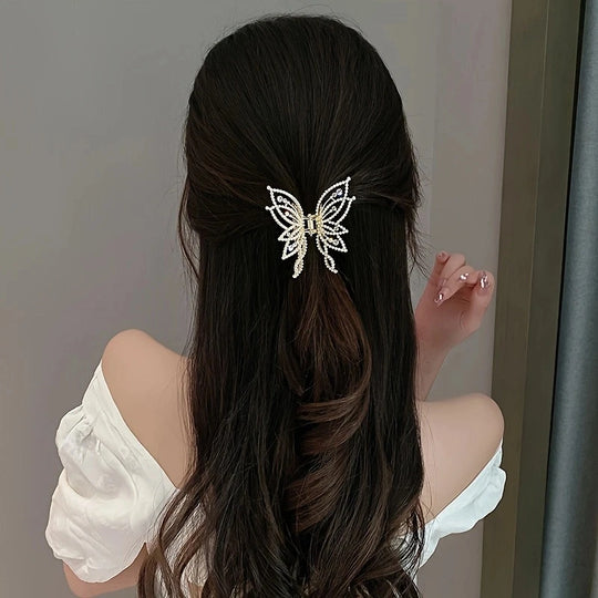 1pc zinc alloy rhinestone butterfly hair ornament, elegant butterfly