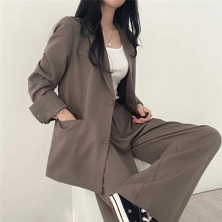 Fall Fashion Long Sleeve Blazer Mujer Pant Sets Blazers Women 2024