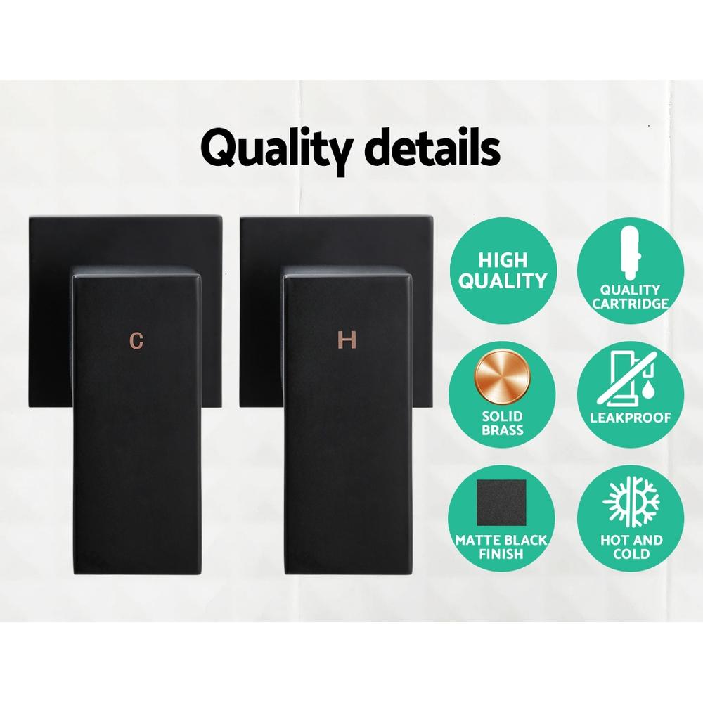 Cefito 9'' Rain Shower Head Set Handheld Round High Pressure Twins Tap