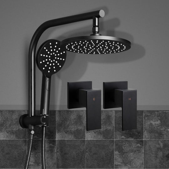 Cefito 9'' Rain Shower Head Set Handheld Round High Pressure Twins Tap