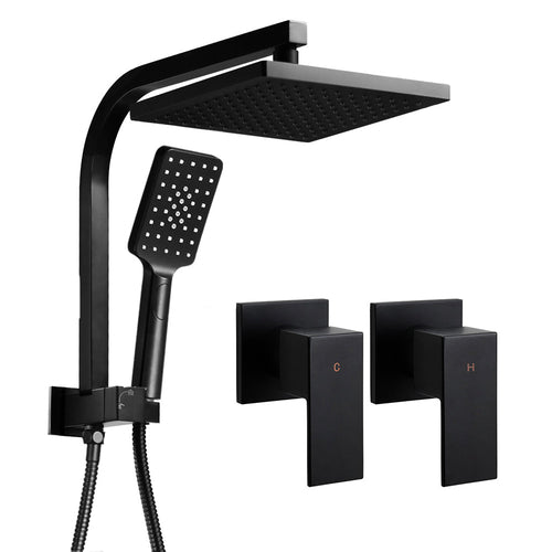Cefito 8'' Rain Shower Head Set Handheld Round High Pressure Twins Tap