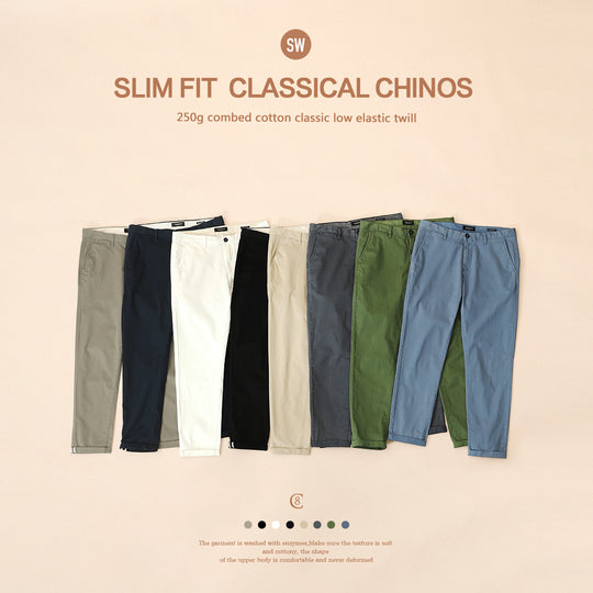 Simwood 2022 Spring Winter New Casual Pants Men Cotton Slim Fit Chinos