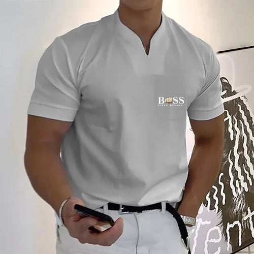 2024 Fashion Men's  T-shirt Solid Color Cotton Short-Sleeved Summer