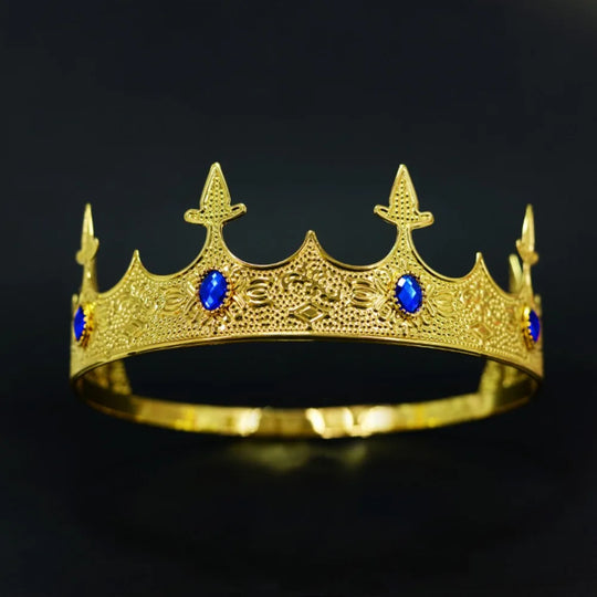 Trendy Vintage Baroque Crown Antique Bronze Elegant King Tiara Crown Adjustable Multicolor Prince Rhinestone Tiara Men