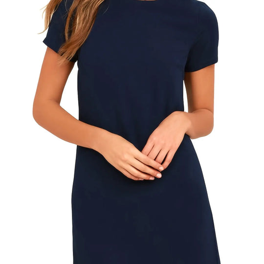Women's Summer Casual Swing Short Sleeve T-Shirt Dresses Beach Cover Up With Pockets Plus Size Loose T Shirt Dress