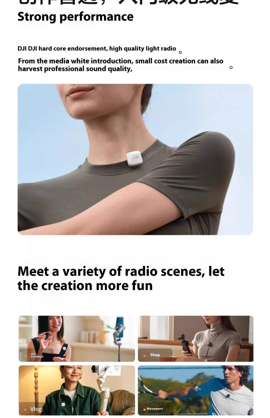 DJI Mic Mini 2TX 1RX add Charging Case Two-Level Active Noise Cancelling 48-Hour Operation High-Quality Audio Stable Transmissio