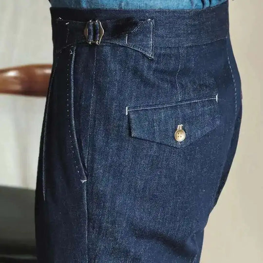 Denim Blue Quality Italy Business Dress Pants Men  Office Social Suit Pants Casual Wedding Groom Trouser Pantaloni Uomo Casual