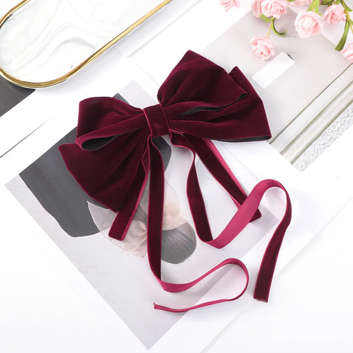 Bow Velvet Barrettes Women Temperament Ponytail Hairpin Hair Clip