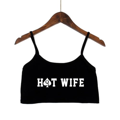 Fashion Women's Sexy Elastic Cotton Camis HOT WIFE Letters Print