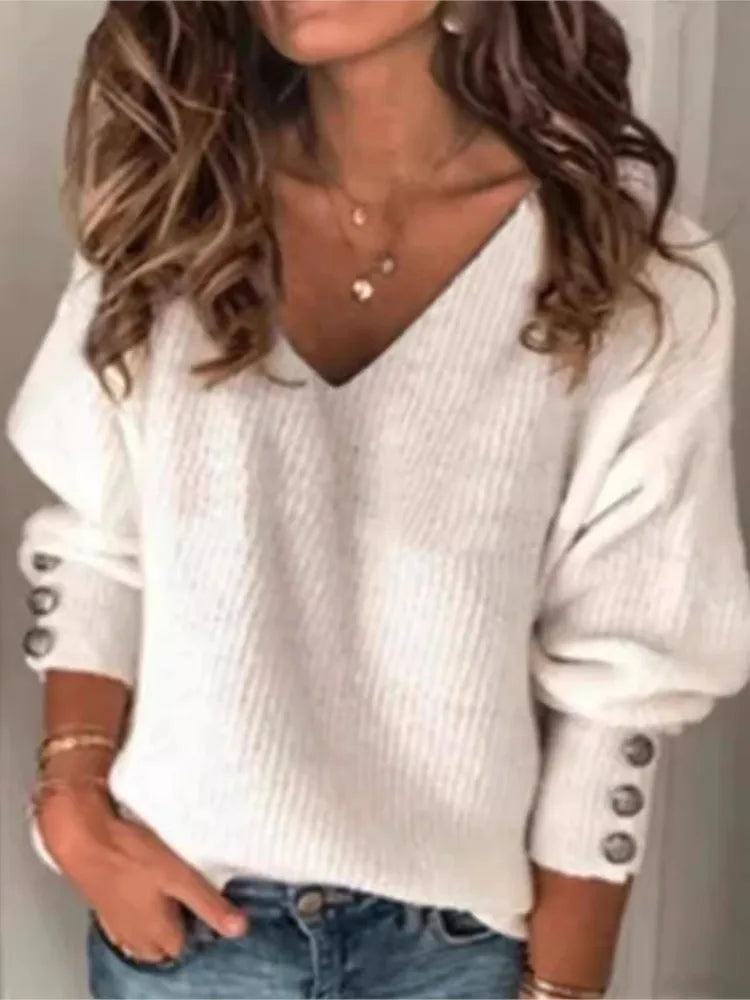 Spring Autumn Women's Loose Long Sleeve Knitted top T-shirt Solid