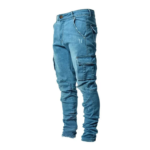 Autumn Winter New Men's Clothing Solid Color Stretch Multi-Bag Skinny