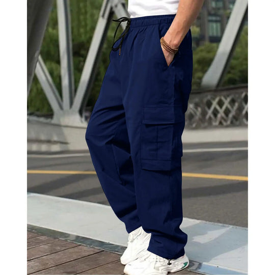 Casual Streetwear Pants Solid Color Cargo Pants Drawstring Design
